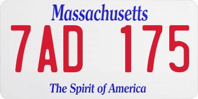 MA license plate 7AD175