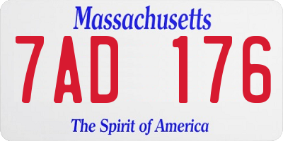 MA license plate 7AD176