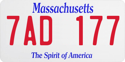 MA license plate 7AD177