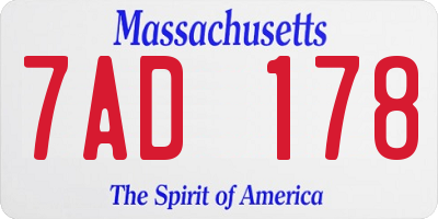 MA license plate 7AD178