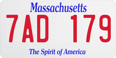 MA license plate 7AD179