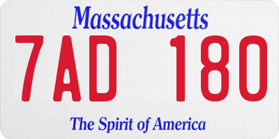 MA license plate 7AD180