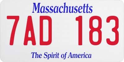 MA license plate 7AD183
