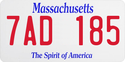 MA license plate 7AD185
