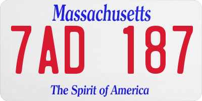 MA license plate 7AD187