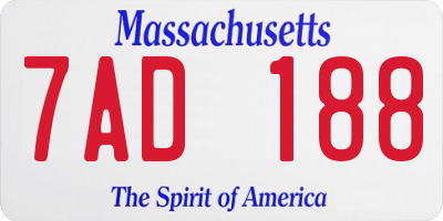 MA license plate 7AD188