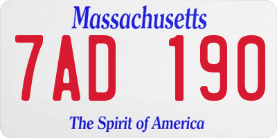 MA license plate 7AD190