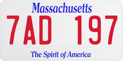 MA license plate 7AD197