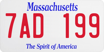 MA license plate 7AD199