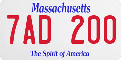 MA license plate 7AD200