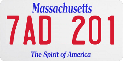 MA license plate 7AD201