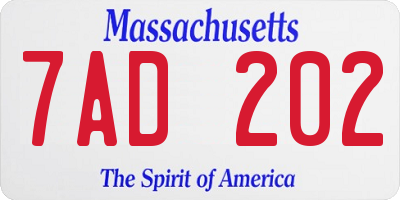 MA license plate 7AD202