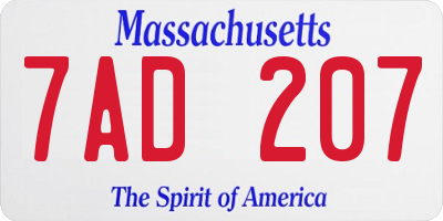 MA license plate 7AD207