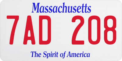 MA license plate 7AD208