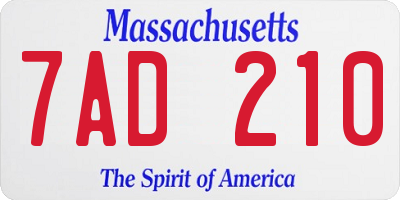 MA license plate 7AD210