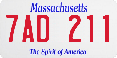 MA license plate 7AD211