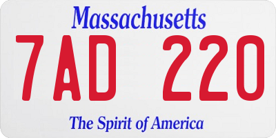 MA license plate 7AD220