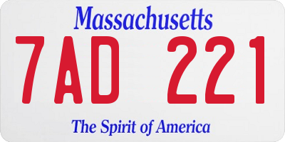 MA license plate 7AD221