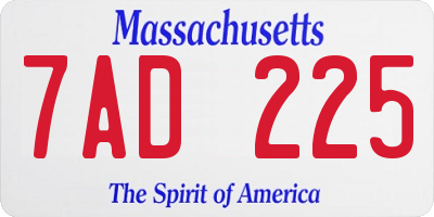 MA license plate 7AD225