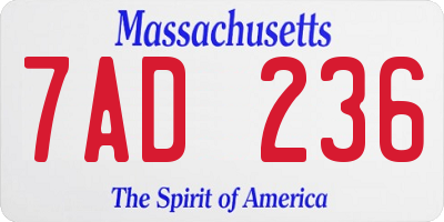 MA license plate 7AD236