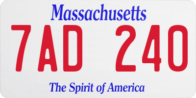 MA license plate 7AD240