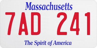 MA license plate 7AD241