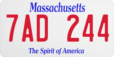 MA license plate 7AD244