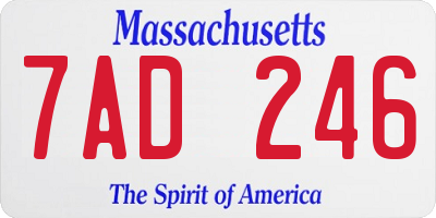 MA license plate 7AD246