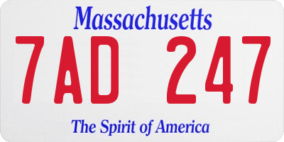 MA license plate 7AD247