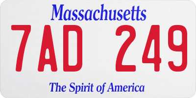 MA license plate 7AD249