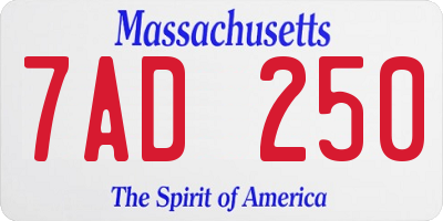 MA license plate 7AD250