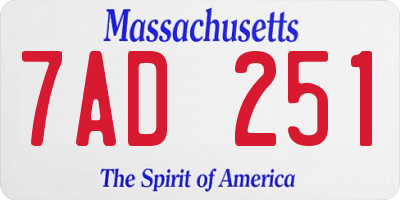 MA license plate 7AD251