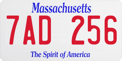 MA license plate 7AD256