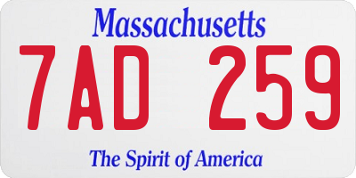 MA license plate 7AD259