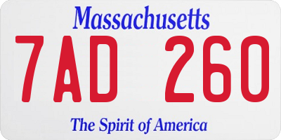 MA license plate 7AD260