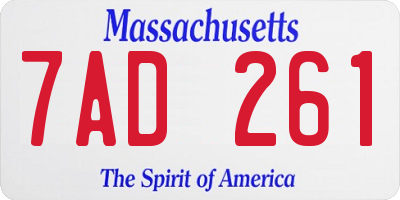 MA license plate 7AD261