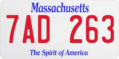 MA license plate 7AD263