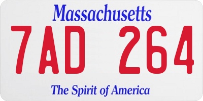 MA license plate 7AD264