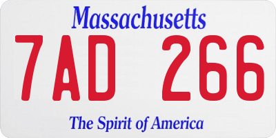 MA license plate 7AD266