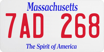 MA license plate 7AD268