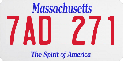 MA license plate 7AD271