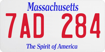 MA license plate 7AD284