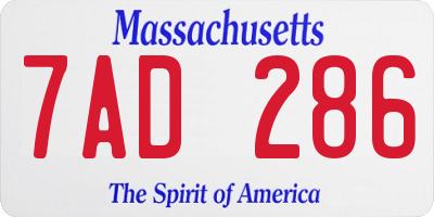 MA license plate 7AD286