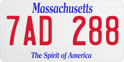 MA license plate 7AD288