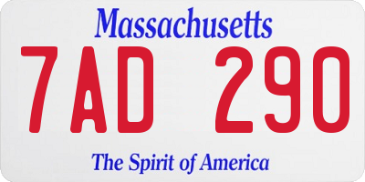 MA license plate 7AD290
