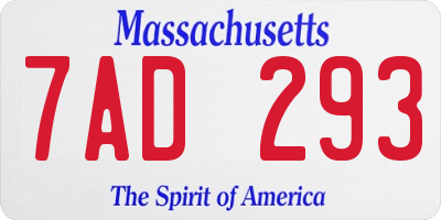 MA license plate 7AD293