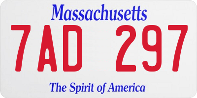 MA license plate 7AD297