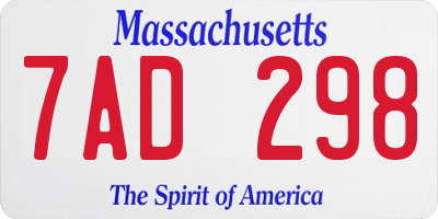 MA license plate 7AD298