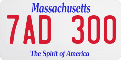 MA license plate 7AD300