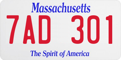 MA license plate 7AD301